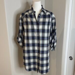 Vince Blue and White Plaid Shirt